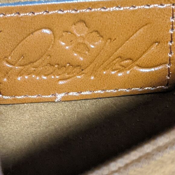 Patricia Nash tooled turquoise brown leather crossbody Porcili texture filigree - Picture 4 of 10